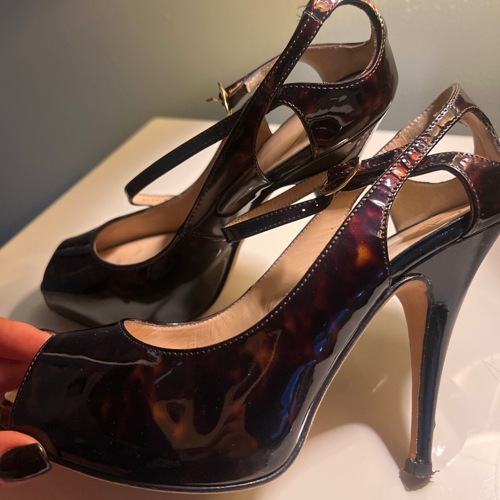 Tortoiseshell giusseppe zanotti open toe stiletto